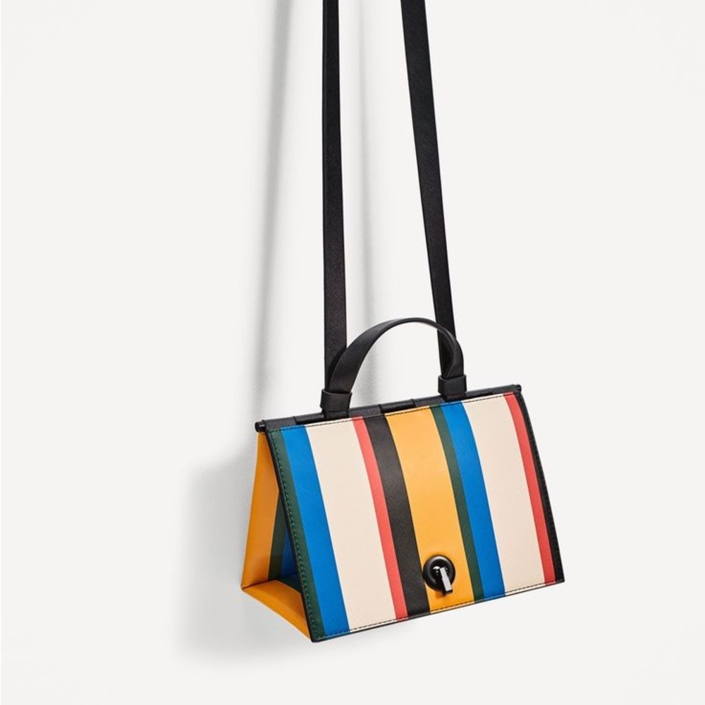 Zara Vibrant Striped Satchel Bag